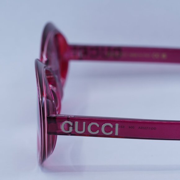 Gucci GG1722SA 004 Sunglasses Shiny Transparent Dark Cyclamen Round Frame main image 6